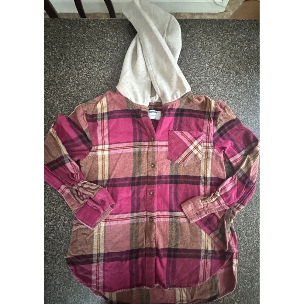 Old navy Hooded Flannel Girls xL 14/16 Pink